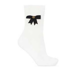 NWT GUCCI SOCKS WHITE BLACK BOWS SIZE S